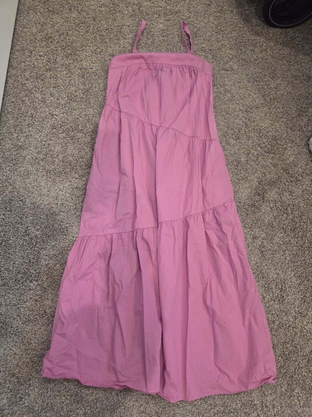 Donna Morgan Pink Tiered Maxi Dress with Spaghetti Straps